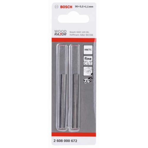 Cuchilla para cepillo 56 mm, recta, carburo de tungsteno, 40°