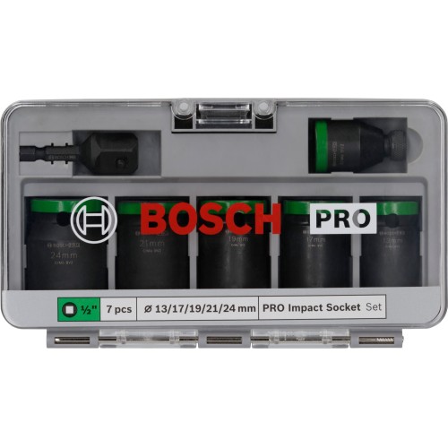 Set de llaves PRO Impact, con adaptador, 1/2", estándar, 7 uds.