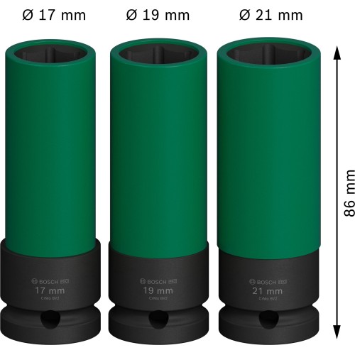 Set de llaves PRO Impact, fundas de PET, 1/2", muy profundas, 3 uds.