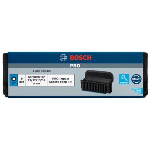 PRO Impact Socket Set, 1/4", profundo, 9 unidades