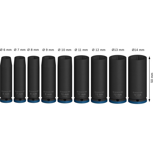 PRO Impact Socket Set, 1/4", profundo, 9 unidades