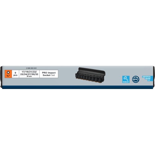 PRO Impact Socket Set, 3/4", estándar, 9 unidades