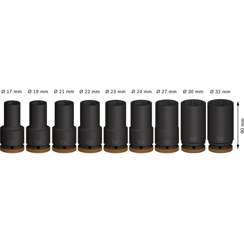PRO Impact Socket Set, 3/4", profundo, 9 unidades