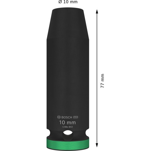 PRO Impact Socket, 1/2", 10 mm, profundo