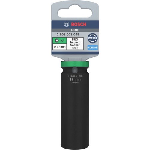 PRO Impact Socket, 1/2", 17 mm, profundo