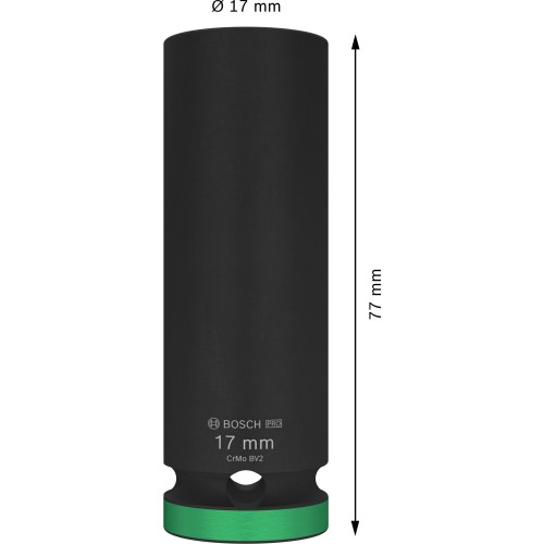 PRO Impact Socket, 1/2", 17 mm, profundo