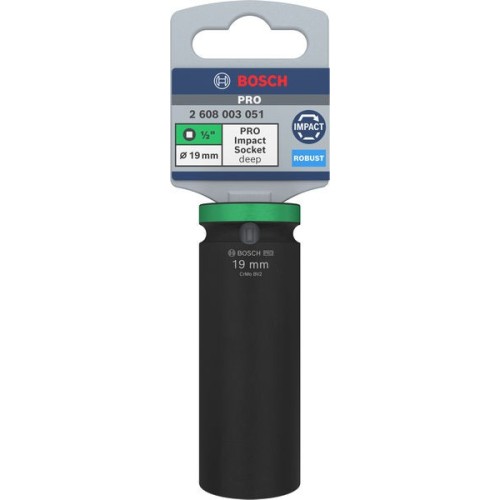 PRO Impact Socket, 1/2", 19 mm, profundo