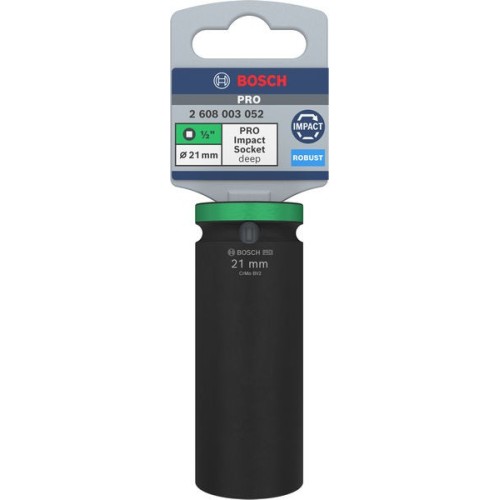 PRO Impact Socket, 1/2", 21 mm, profundo
