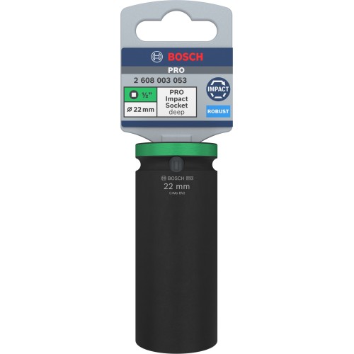 PRO Impact Socket, 1/2", 22 mm, profundo