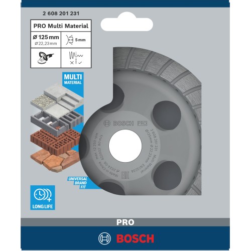 vaso de desbaste PRO Multi Material, 5 x 125 x 22,23 mm