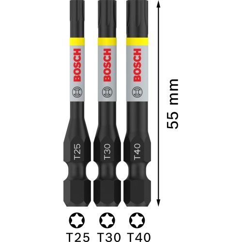 Puntas PRO T Impact, T25, T30, T40, 55 mm, 3 uds.