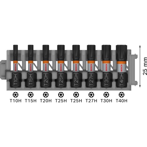 Puntas PRO TH Impact, T10H, T15H, T20H, T25H (2 uds.), T27H, T30H, T40H, 25 mm, 8 uds.