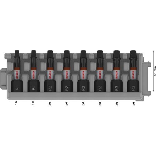 Puntas PRO R Impact, R1 (2 uds.), R2 (4 uds.), R3 (2 uds.), 55 mm, 8 uds.