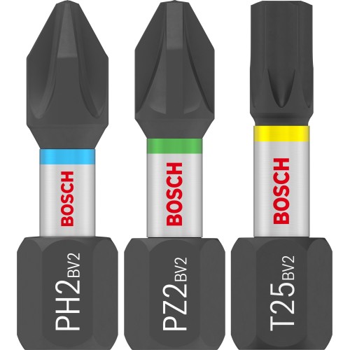 Set de puntas de atornillar PRO Impact, PH2 (5 uds.), PZ2 (5 uds.), T20 (5 uds.), T25 (5 uds.), T30 (5 uds.), 25 mm, expositor, 10 x 25 uds.
