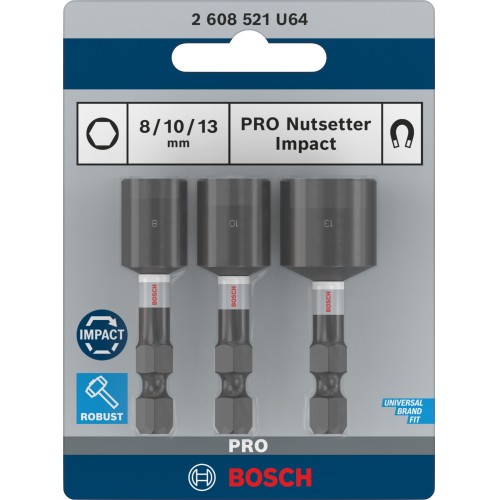 PRO Nutsetter Impact, 8 x 50, 10 x 50, 13 x 50 mm, 3 unidades