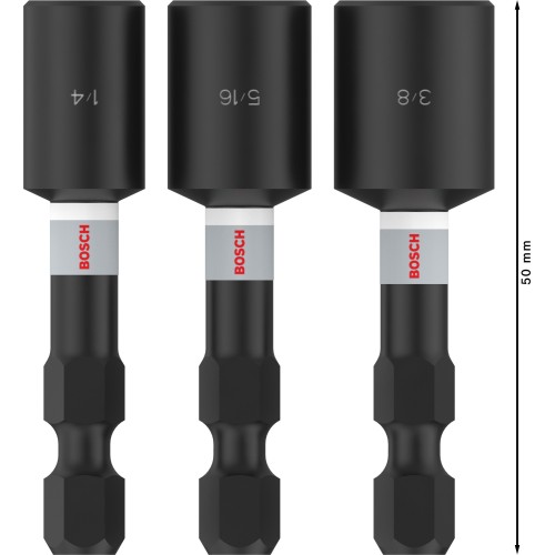 PRO Nutsetter Impact, 1/4" x 50 mm, 5/16" x 50 mm, 3/8" x 50 mm, 3 uds.