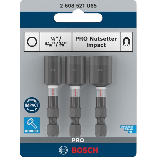 PRO Nutsetter Impact, 1/4" x 50 mm, 5/16" x 50 mm, 3/8" x 50 mm, 3 uds.