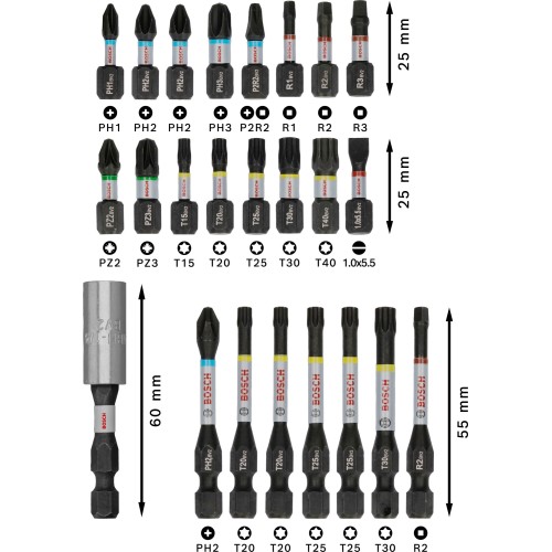 Set de puntas de atornillar PRO Impact, 24 unidades