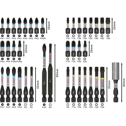 Set de puntas de atornillar PRO Impact, 44 unidades