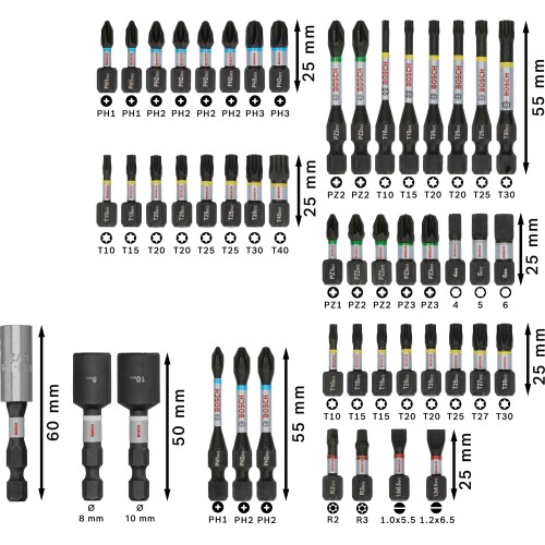 Set de puntas de atornillar PRO Impact, 50 unidades