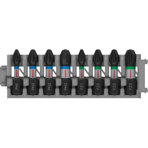 Set de puntas de atornillar PRO Impact, PH1; PH2 (x2); PH3; PZ1; PZ2 (x2); PZ3, 25 mm, 8 uds.