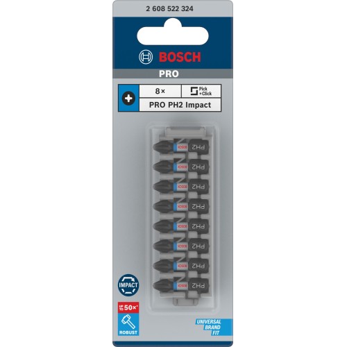 Broca PRO Phillips Impact, PH2, 25 mm, 8 uds.