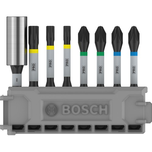 PRO Impact Set con portapuntas estándar e índice Pick and Click, PH2 (2 uds.); PZ2 (2 uds.), T20, T25, T30, BH, 8 unidades