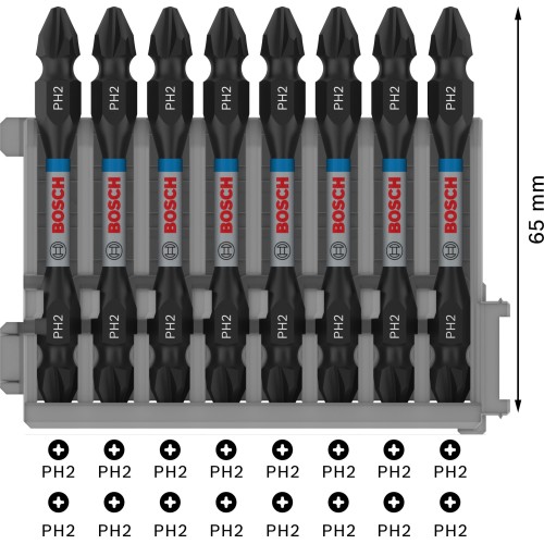PRO Impact Set con portapuntas Quick Change e índice Pick and Click, PH2, PZ2, T15, T20, T25, T30, QC BH, 50 mm, 8 unidades