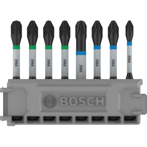 Set de puntas de atornillar PRO Impact, PH1; PH2 (x2); PH3; PZ1; PZ2 (x2); PZ3, 55 mm, 8 uds.