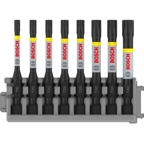 PRO Torx Impact Bit, T15, T20(x2), T25(x2), T30(x2), T40, 55 mm, 8 unidades