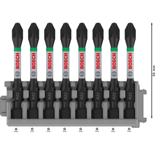 Broca PRO Pozidriv Impact, PZ2, 55 mm, 8 uds.