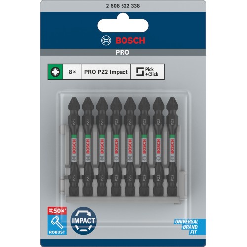 Punta doble PRO Impact con índice Pick and Click, PZ2, 65 mm, 8 uds.