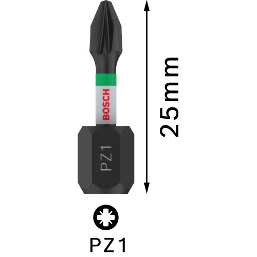 Broca PRO Pozidriv Impact, PZ1, 25 mm, 2 uds.