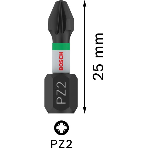 Broca PRO Pozidriv Impact, PZ2, 25 mm, 2 uds.