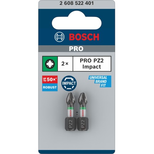 Broca PRO Pozidriv Impact, PZ2, 25 mm, 2 uds.
