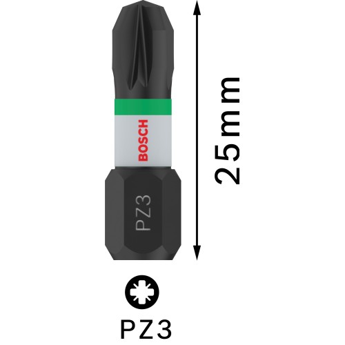 Broca PRO Pozidriv Impact, PZ3, 25 mm, 2 uds.