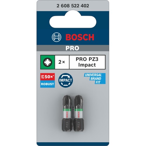 Broca PRO Pozidriv Impact, PZ3, 25 mm, 2 uds.