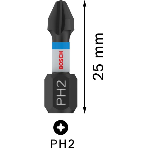 Broca PRO Phillips Impact, PH2, 25 mm, 2 uds.