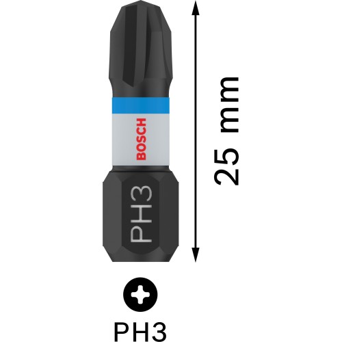Broca PRO Phillips Impact, PH3, 25 mm, 2 uds.