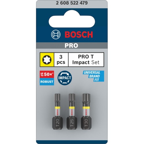 Punta PRO T Impact, T20 x 25, T25 x 25, T30 x 25 mm, 3 uds.