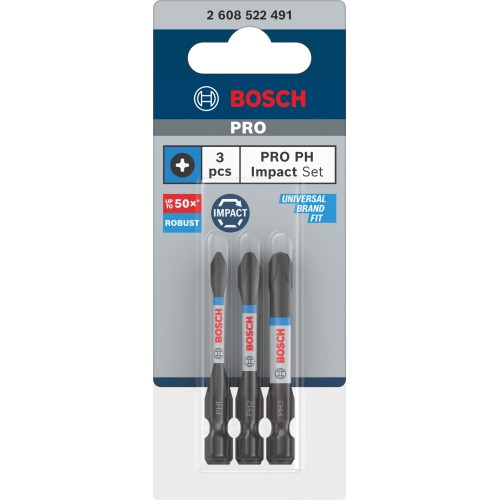 Punta PRO PH Impact, PH1 x 55, PH2 x 55, PH3 x 55 mm, 3 uds.