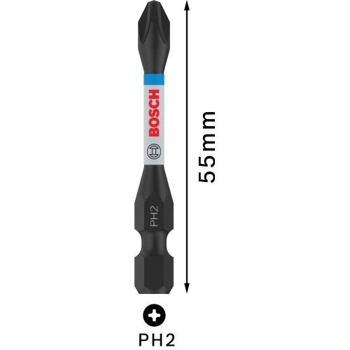 Broca PRO Phillips Impact, PH2, 55 mm, 2 uds.