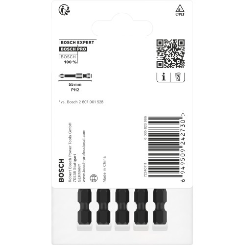 Broca PRO Phillips Impact, PH2, 55 mm, 5 uds.