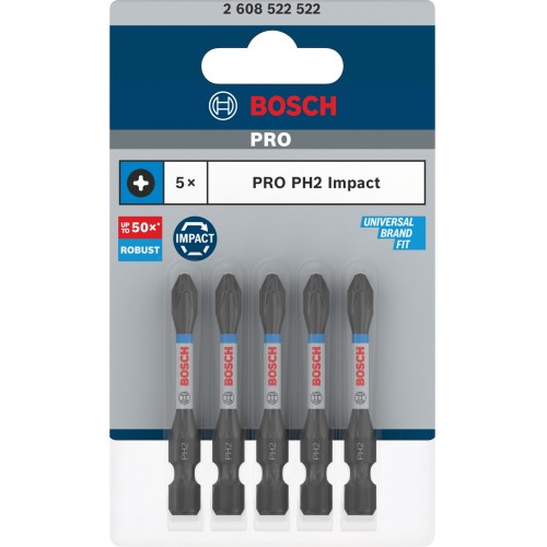 Broca PRO Phillips Impact, PH2, 55 mm, 5 uds.