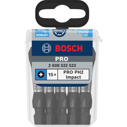 Broca PRO Phillips Impact, PH2, 55 mm, 15 uds.