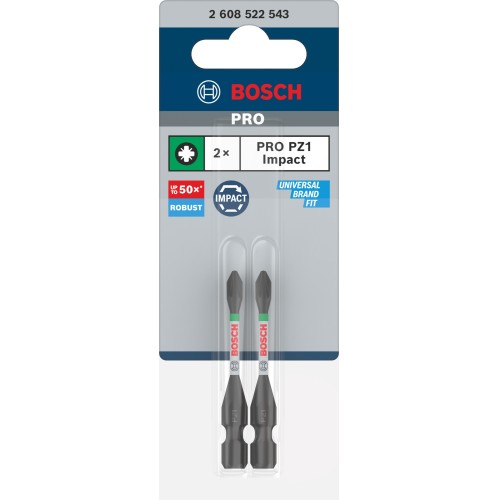 Broca PRO Pozidriv Impact, PZ1, 55 mm, 2 uds.