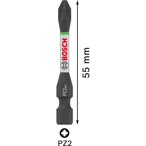 Broca PRO Pozidriv Impact, PZ2, 55 mm, 15 uds.