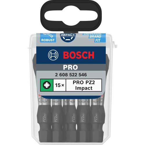 Broca PRO Pozidriv Impact, PZ2, 55 mm, 15 uds.