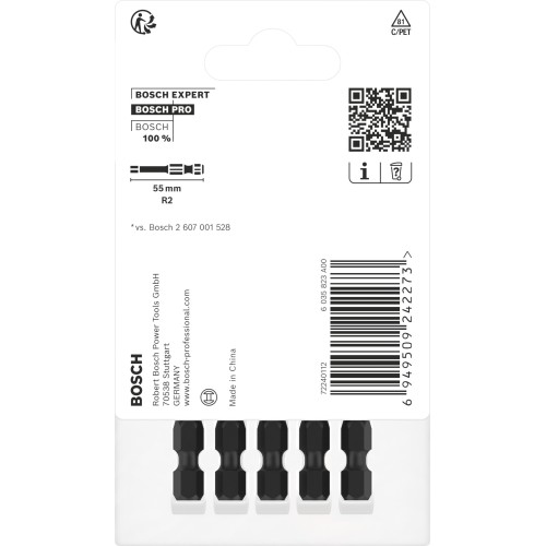 Punta PRO Robertson Impact, R2, 55 mm, 5 uds.