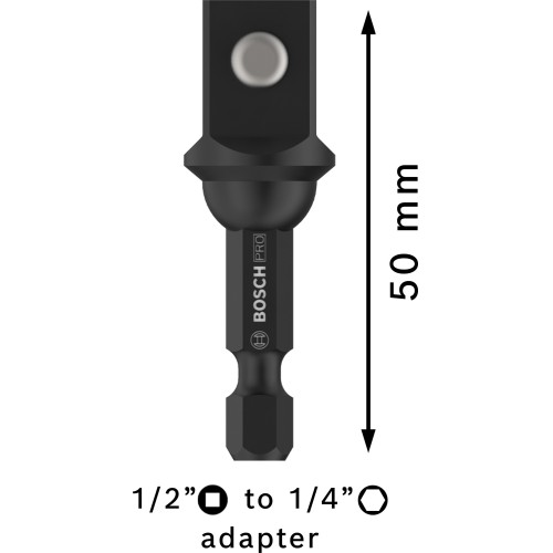PRO Socket Adapter con conexión de bola, 1/2", 50 mm